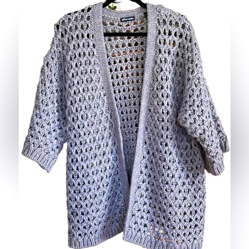 JEFFREY & PAULA Chunky Gray Cardigan Sweater, Size 16/18, GUC.